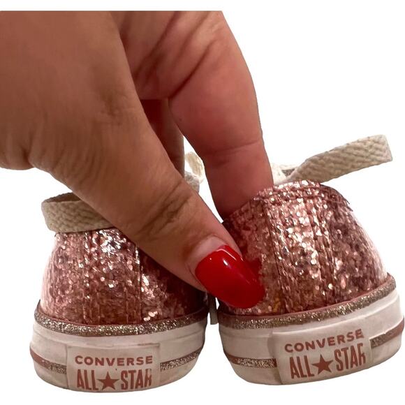 Converse baby shoes size 6 Pink Glitter Chuck Taylor All Stars sneakers trainer - Picture 5 of 6